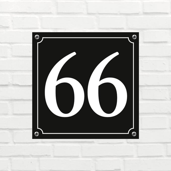 Huisnummerbord Mat zwart Deluxe - Nummer 66 - incl. bevestiging