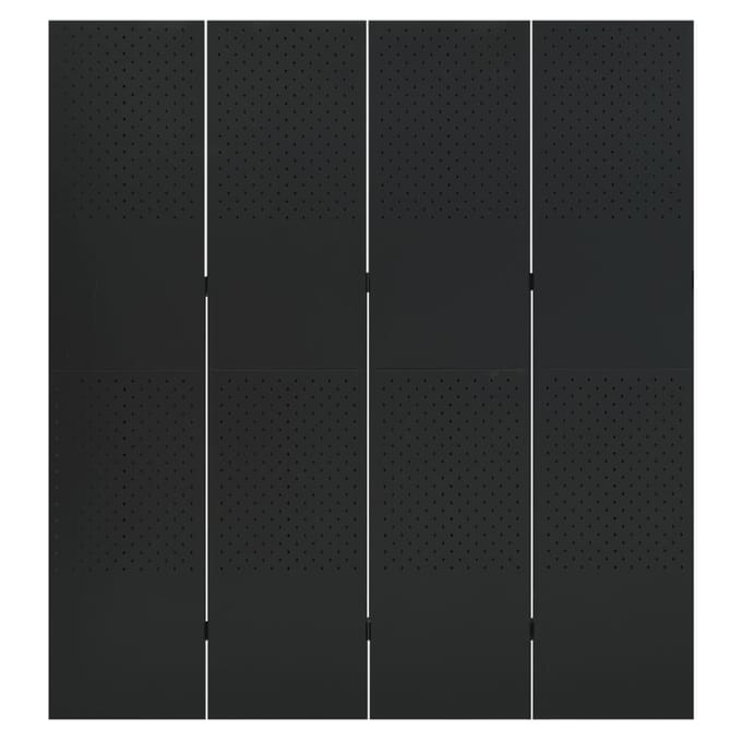 vidaXL - Kamerscherm - met - 4 - panelen - 160x180 - cm - staal - zwart