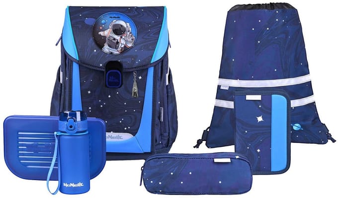 McNeill schooltas Primo Schoolbag Set 9-delig Space blauw