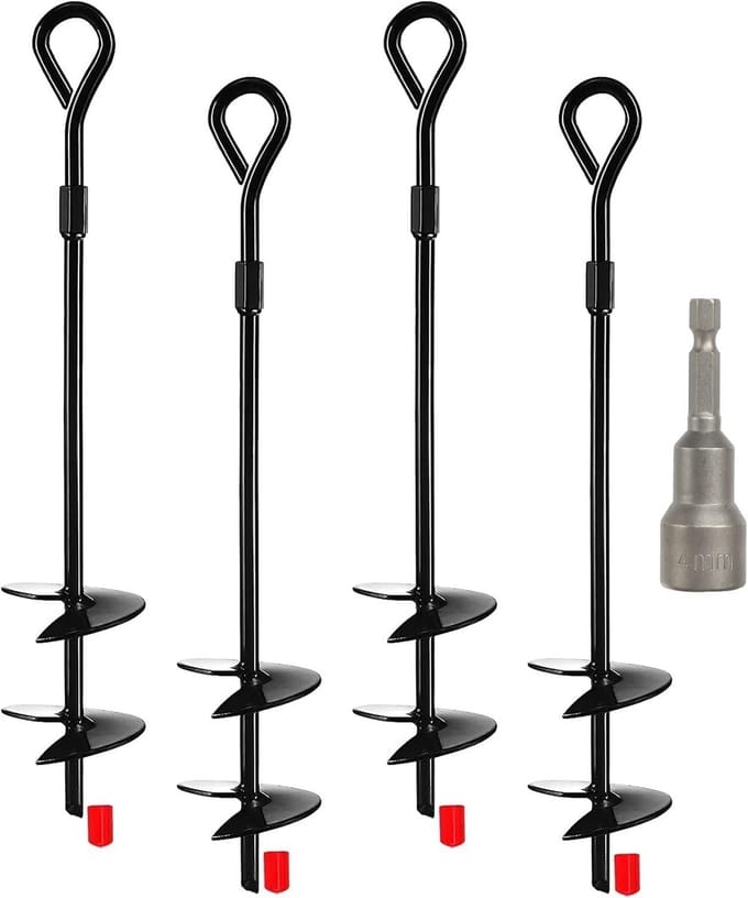Set van 4 Sterke Grondankers, Dubbele Helix, 40 cm, Anti-roest