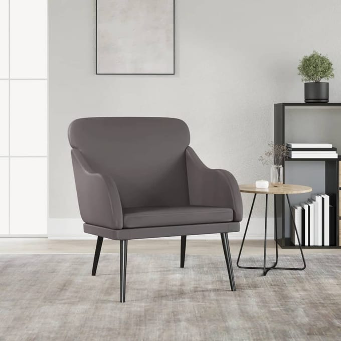 vidaXL - Fauteuil - 63x76x80 - cm - kunstleer - grijs