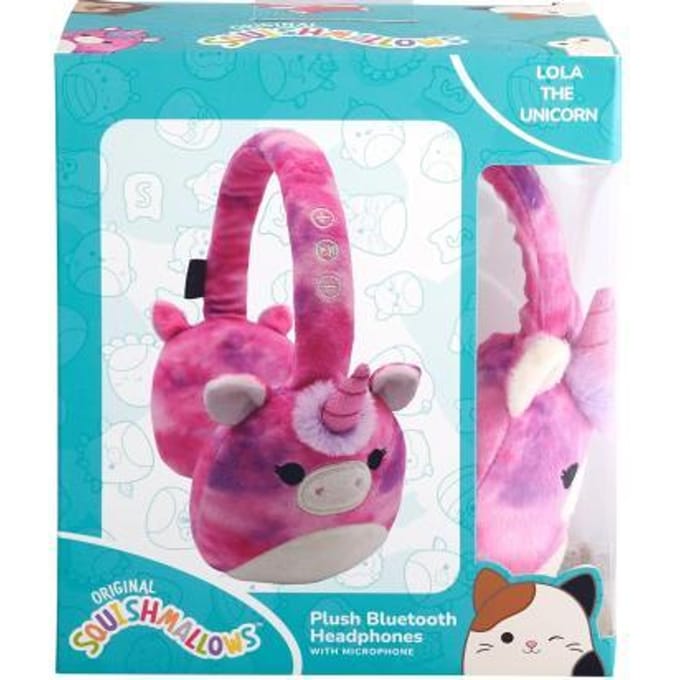 Squishmallows - Lola - draadloze kinderkoptelefoon - met pluche - microfoon - bluetooth