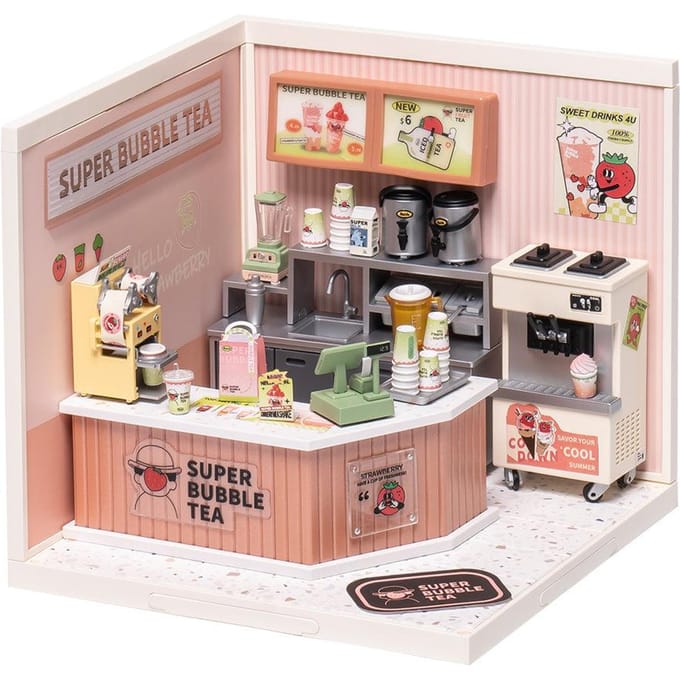 Robotime, DIY Huisje Super Store Double Joy Bubble Tea, DW006, 16,3x16,3x15,2cm