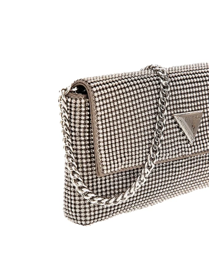 GUESS Avondtas Koppeling Zalina Mini Flap Clutch Silver Taupe