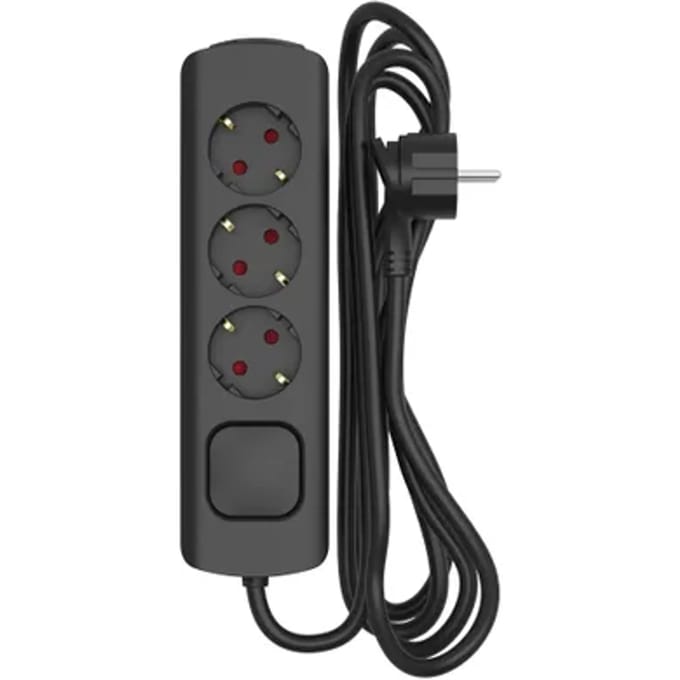 Sencys Stekkerdoos 3-voudig Zwart 3 Meter