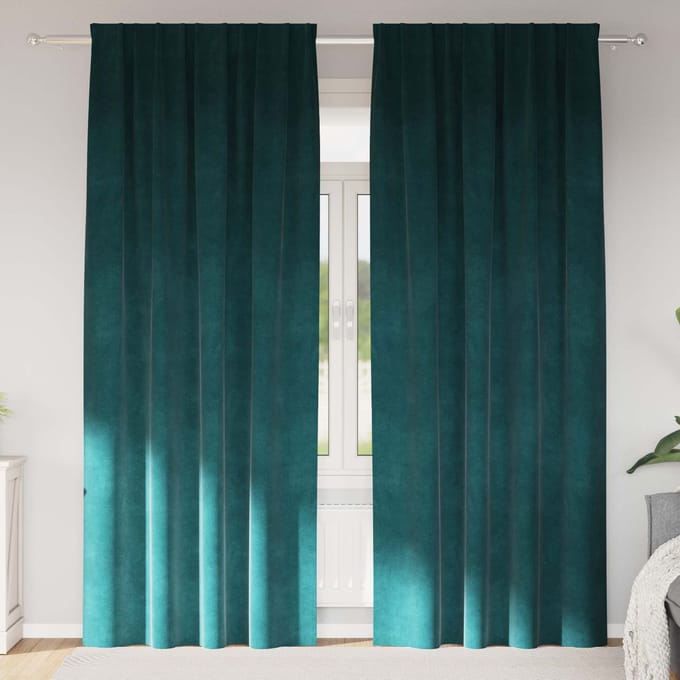 vidaXL - Gordijnen - 2 - st - Donkergroen - 140 - x - 260 - cm - fluweel