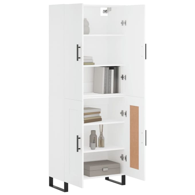 vidaXL - Hoge - kast - 69,5x34x180 - cm - bewerkt - hout - wit