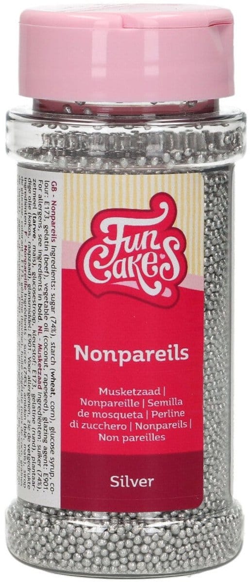 FunCakes Musketzaad Zilver - 80g - Suikerdecoratie - Eetbare Taartdecoratie