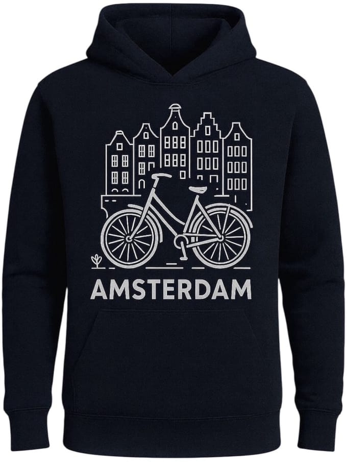 Hoodie Fiets Amsterdam - Donkerblauw - M
