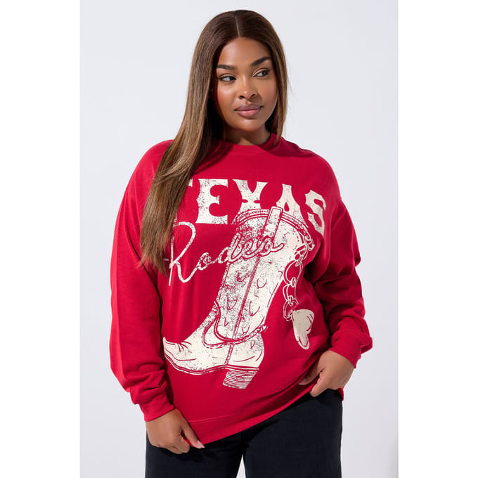 Limited Collection Red 'Texas Rodeo' Grafische Laarzen Sweatshirt Size 48