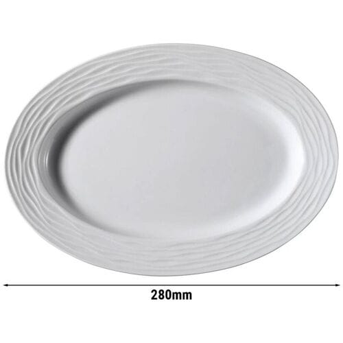 GGM Gastro (12 Stück) SEA WAVE - Platte/Dönerteller - oval - Länge: 280mm - Weiß Wit