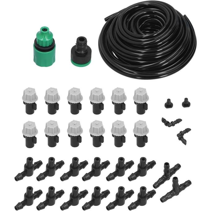 Irrigatieset 10m Slang Besproeiingssproeier Prikvrij Automatisch Vernevelend Mondstuk Tuinirrigatie black