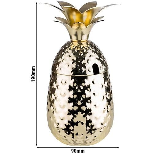 GGM Gastro (6 Stück) Becher - PINEAPPLE - 500ml - Gold - mit Deckel