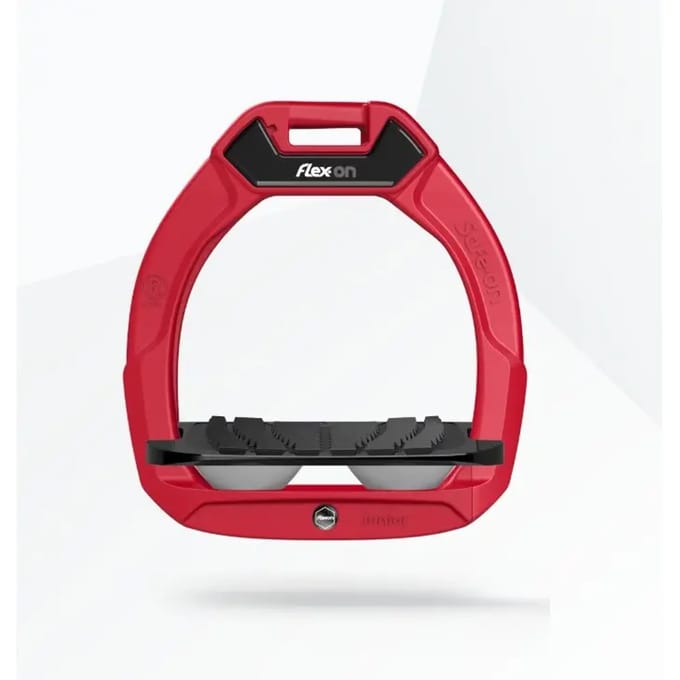 Veiligheidsstijgbeugels paardrijden Hellend Grip Rood/Zwart/Grijs kind Flex-On Safe-On