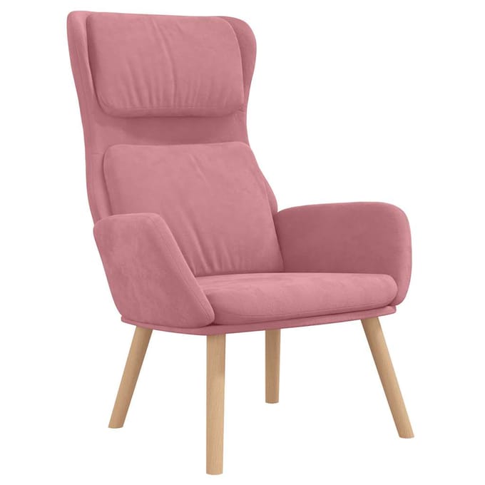 vidaXL - Relaxstoel - met - voetenbank - fluweel - roze