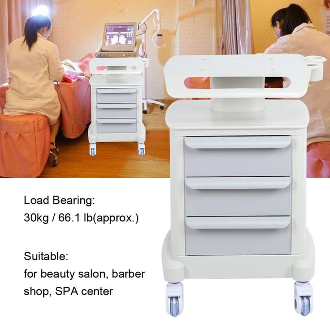 Drie Lagen Schoonheidssalon Instrument Rolwagen Kar Schoonheidssalon Spa Tool met Lade white