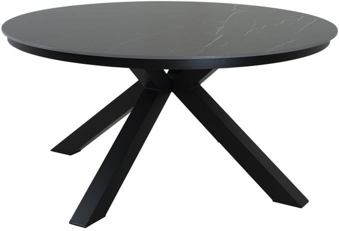 Portoro Eettafel 158 cm - Zwart-Grijs Gemarmerd Sintered Stone Blad - Moderne Diner Tafel
