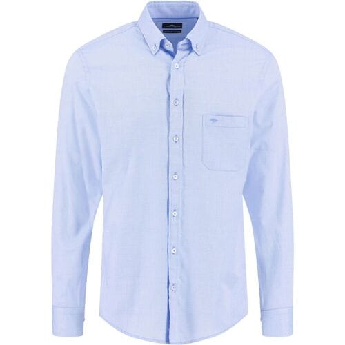 Fynch-Hatton Overhemd Uni Color Essential Dobby Fine Texture Crystal Blue / male