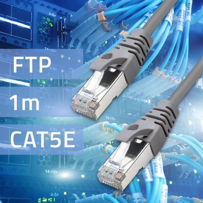 Qoltec FTP patchkabel |   CAT5e |   2x RJ-45 |   1m |   Hoge snelheid |   Goud |   Beschermd