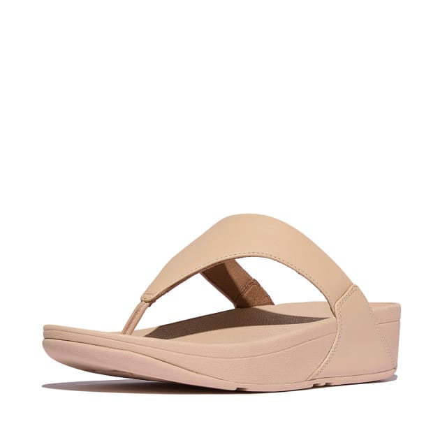 FitFlop Lulu Leather Toepost Vrouwen - Beigey Beige