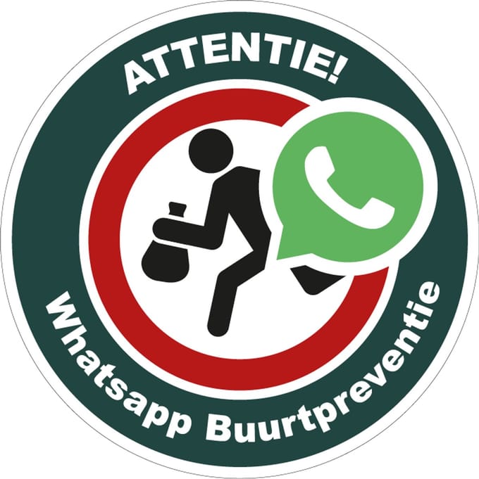 Whatsapp buurtpreventie sticker 100 mm