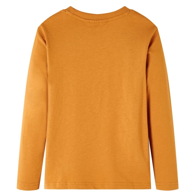 vidaXL - Kindershirt - met - lange - mouwen - 116 - donkerokerkleurig