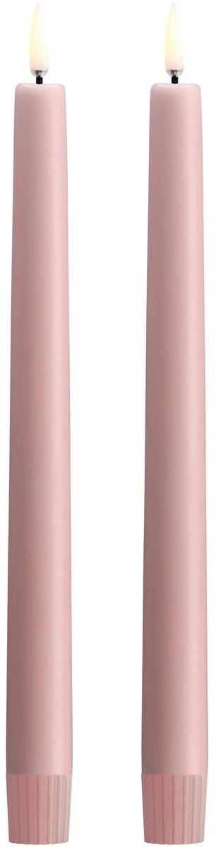 Uyuni - Led-Kaars - Tafelkaars- Rose Powder- Lichtroze - 25CM - Set van 2