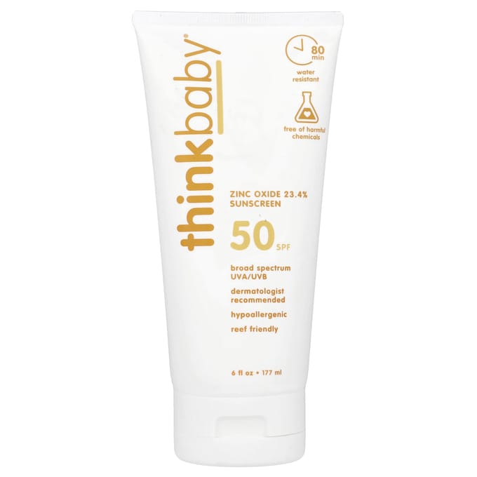 think, ThinkBaby, Zinkoxide 23,4% Zonnebrandcrème, SPF 50, 177 ml (177 ml) white