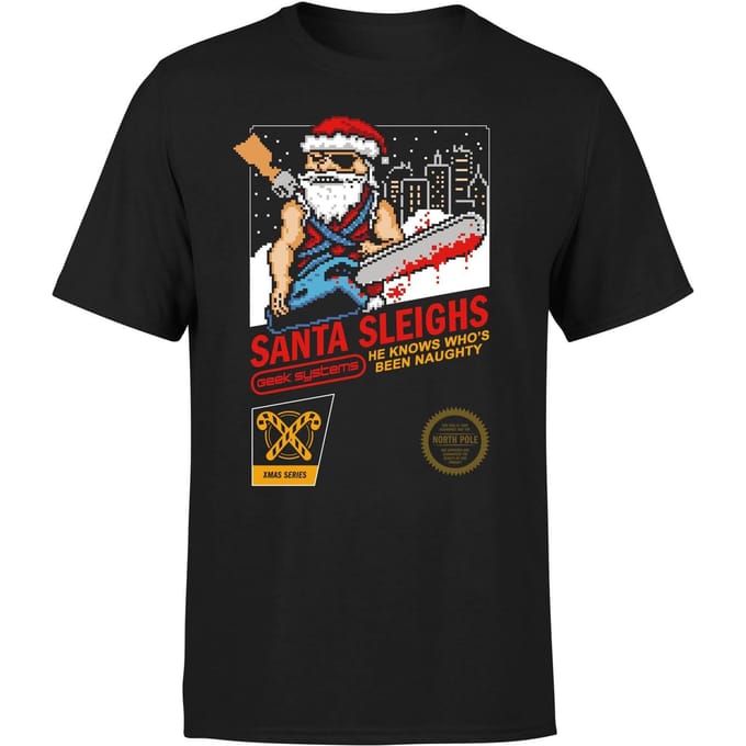Santa Sleighs - Black T-Shirt - 5XL