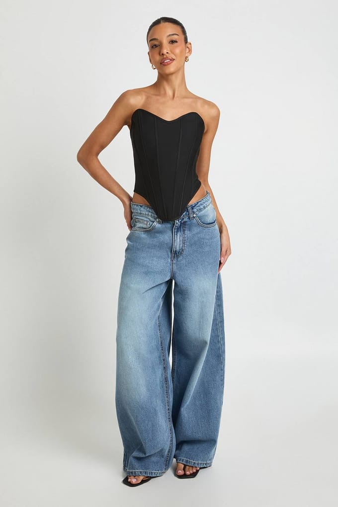 boohoo Dames Bandeau Bandage Corset Top | Zwart | Maat: 34
