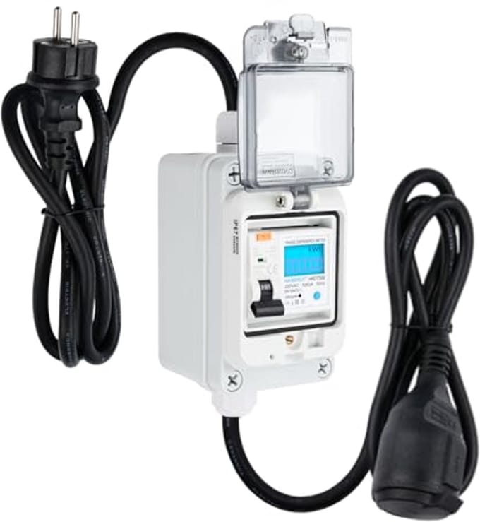 Digitale Stroommeter 230V 60A met Veiligheidsschakelaar en IP65 Waterdicht