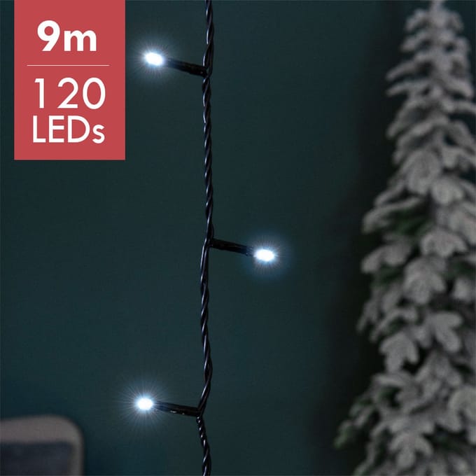 Lumineo Kerstverlichting - 120 LED lampjes - helder wit - 9 meter - lichtsnoer - kerstlampjes