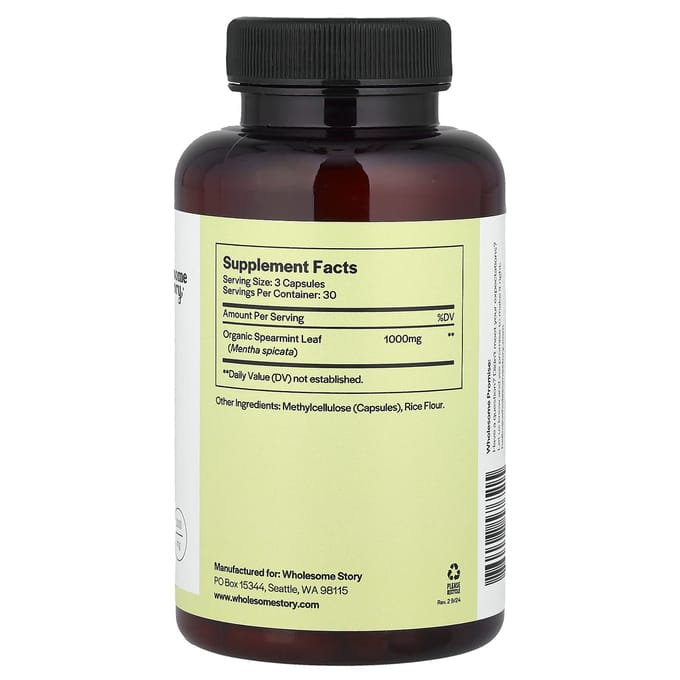 Menthe verte, 1 000 mg, 90 gélules végétales (333 mg par capsule)