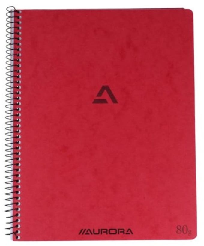 Aurora Spiraal Schrift - Notitieblok - A4 - Gelinieerd - Rood