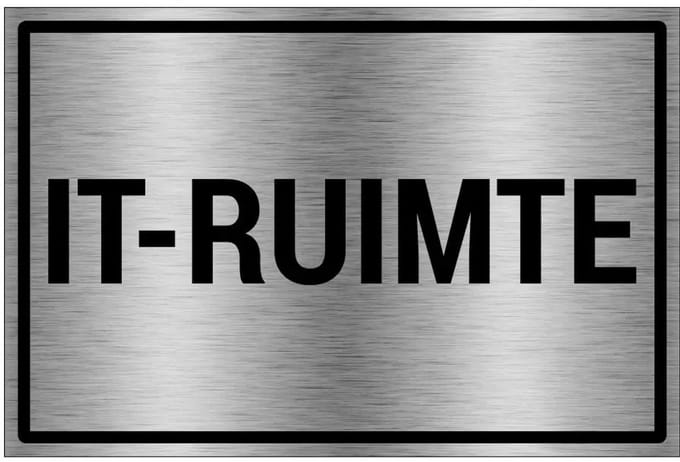 IT-ruimte bord - gecoat brushed aluminium - grijs zwart | 30 x 20 cm