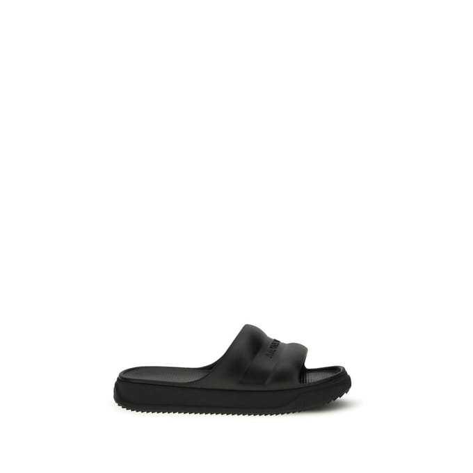 Moncler Zwarte Rubber Platte Sandalen