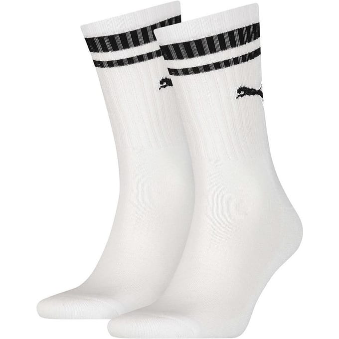 Puma Unisex Adult Heritage Stripe Crew Socks (pak van 2) (Wit/zwart)