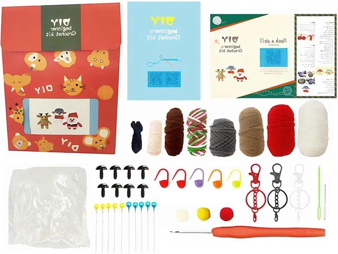 Haak Kerstpakket - Breiset - Handgemaakte Decoraties - Compleet Inclusief Handleiding - 22 x 17 x 8 cm - Multicolor