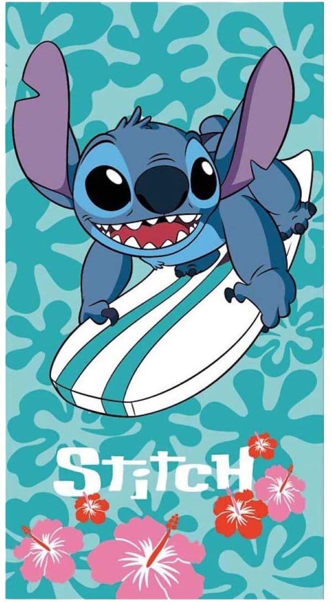 Disney Lilo en Stitch Surfing badhanddoek, strandhanddoek 70x140cm (Snel Drogend)