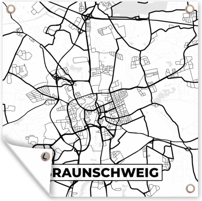 Tuindoek Braunschweig - Stadskaart - Kaart - Plattegrond - 100x100 cm