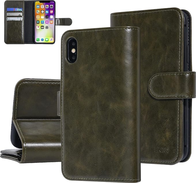 UNIQ Accessory Donkergroen hoesje iPhone X-Xs - Book Case - Zachte huid