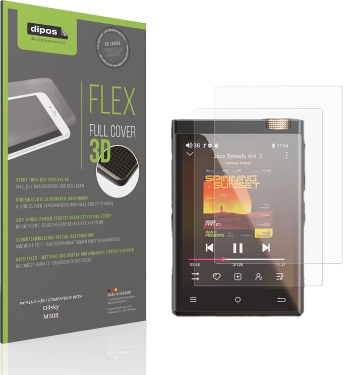 dipos FLEX – 2x Matte Screenprotector geschikt voor Oilsky M308 | Volledige Schermbescherming | Case-Friendly