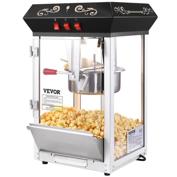 Machine à Popcorn Poppeur Popcorn Maker de Comptoir 850W 8 Oz 48 Tasses Noir