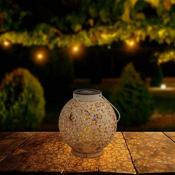 Näve LED lamp op zonne-energie 52854, wit, metaal, 20 cm, IP44, set van 2
