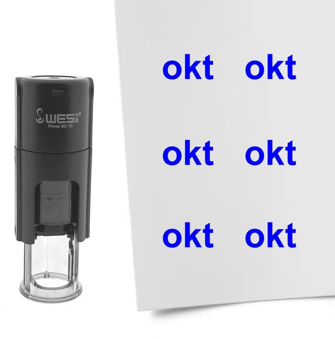 CombiCraft Stempel maand oktober 10mm rond blauwe inkt - per 1 stuk