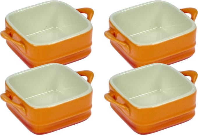 Cosy & Trendy Mini Gratinschotel - 7 cm x 7 cm - Oranje - Set-4