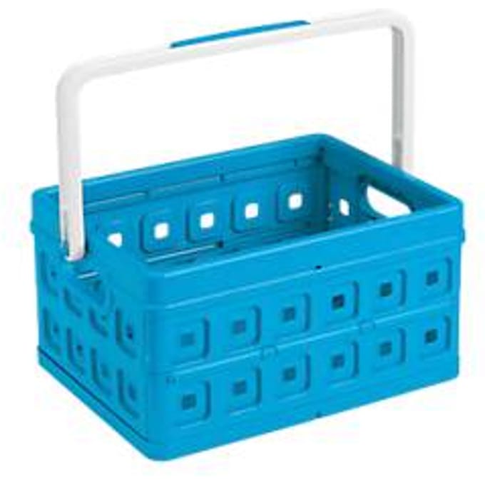 Sunware vouwkrat Square, L 435 x B 310 x H 213 mm, 24 liter, met handgreep, blauw/wit