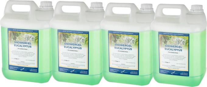 Douchegel Eucalyptus 5 Liter - set van 4 stuks - Showergel - Navulling