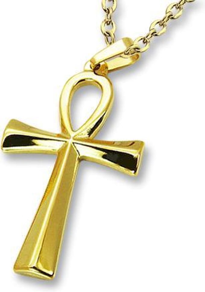 Amanto Ketting Dain G - 316L Staal - Kruis - Ankh - 45x25mm - 60cm