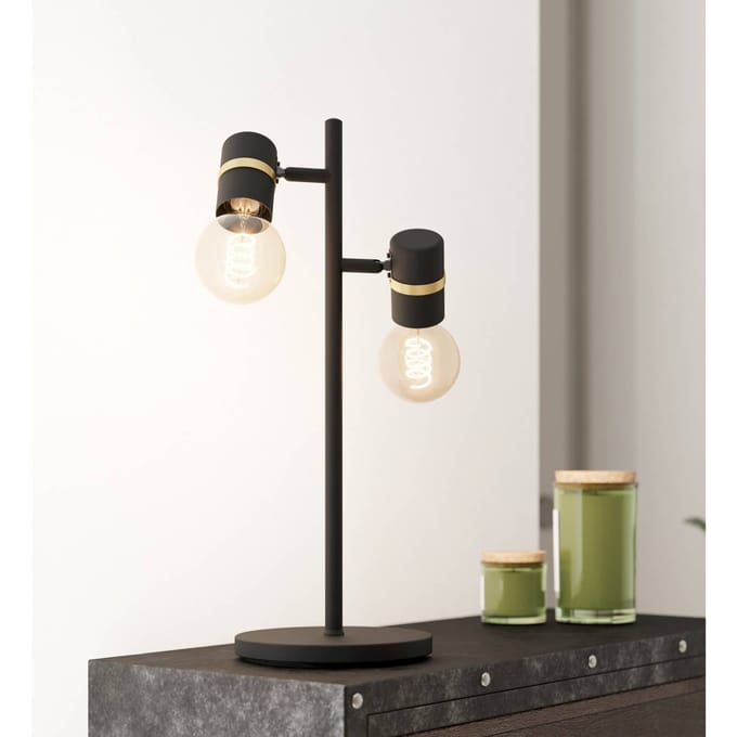 EGLO Lurone Tafellamp - E27 - 50 cm - Zwart/Goud